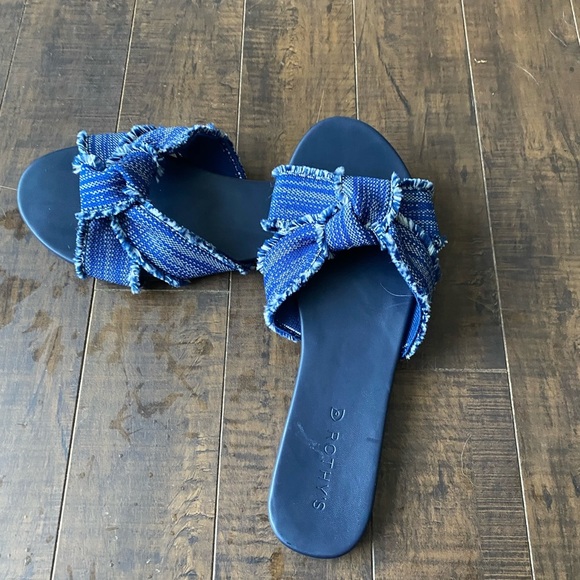 Rothy’s The Knot Denim blue Frayed slide sandals - Picture 10 of 12